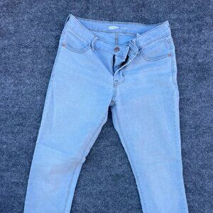 Old Navy 4 Petite jeans mid rise super skinny light wash button comfort stretch